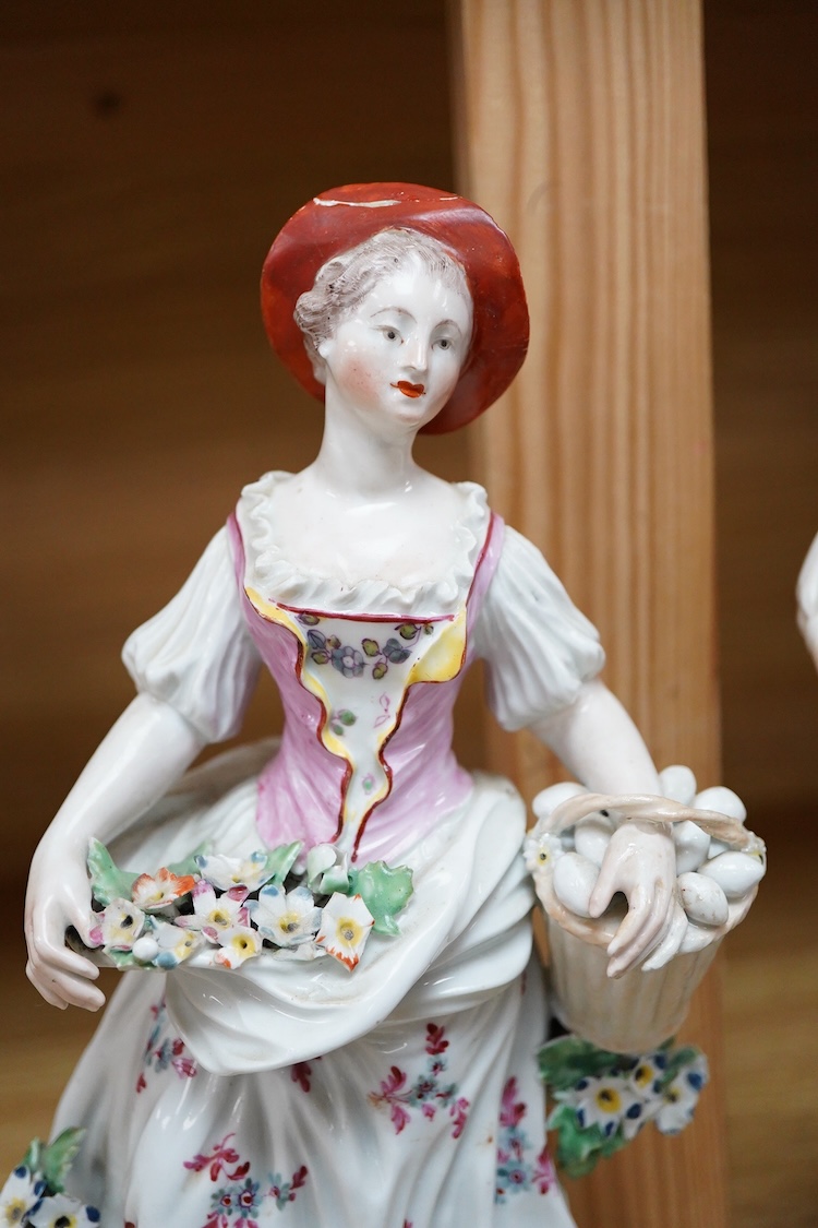 A pair of Derby figures of a lady and gentleman, c.1770-75, tallest 27cm high